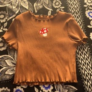 XS Crop Top with Mushroom Embroidery